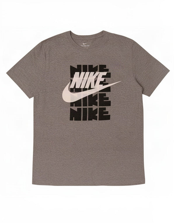 Мужская футболка с рисунком Nike, хлопковый топ среднего серого цвета с крапинками