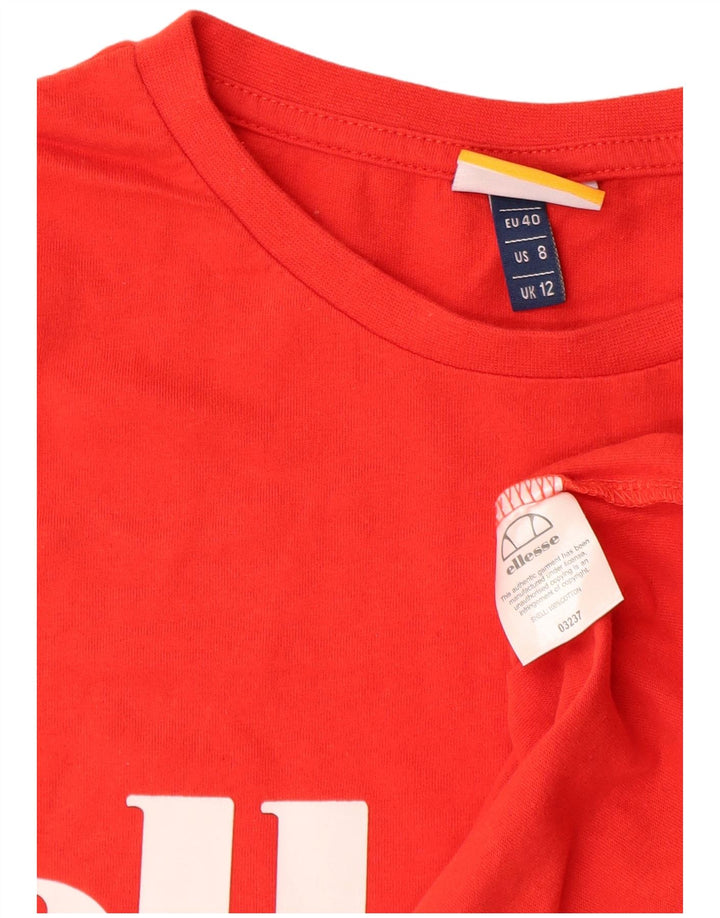 Женская футболка с рисунком Ellesse Top UK 12, средний красный хлопок, красный