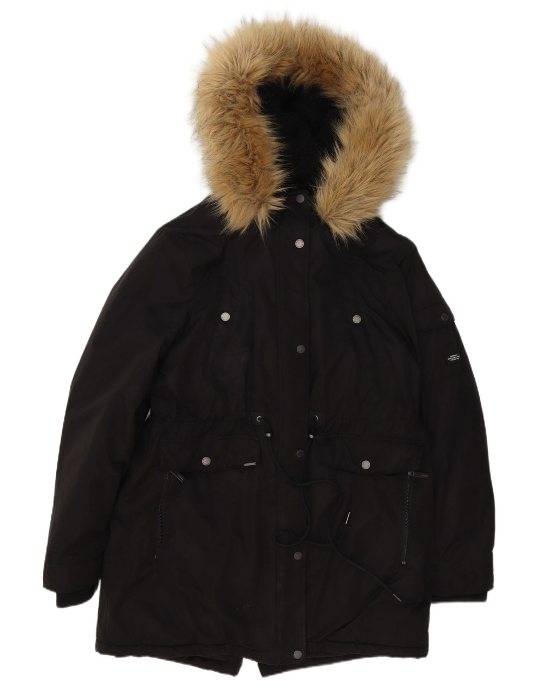 Женская парка Oversized с капюшоном Superdry UK 16, большой черный полиэстер