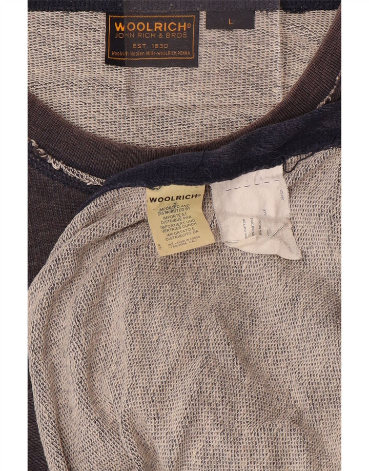 Мужской свитшот с рисунком Woolrich, большой темно-синий хлопковый джемпер