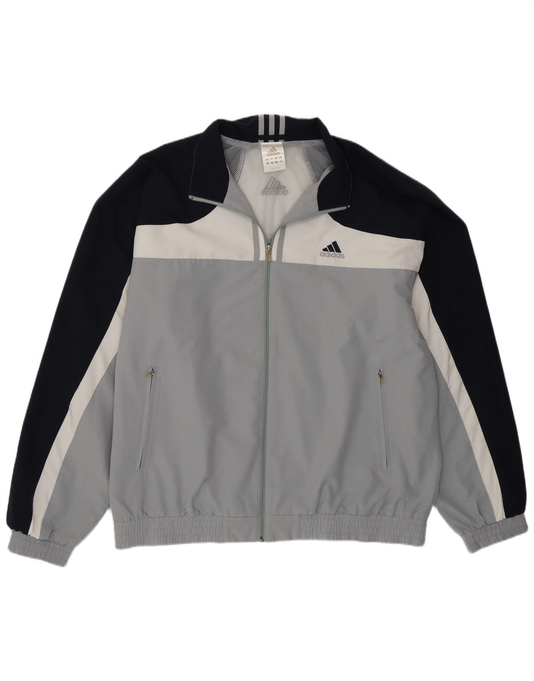 Мужская спортивная куртка Adidas UK 46/48 XL, серый полиэстер с цветными блоками