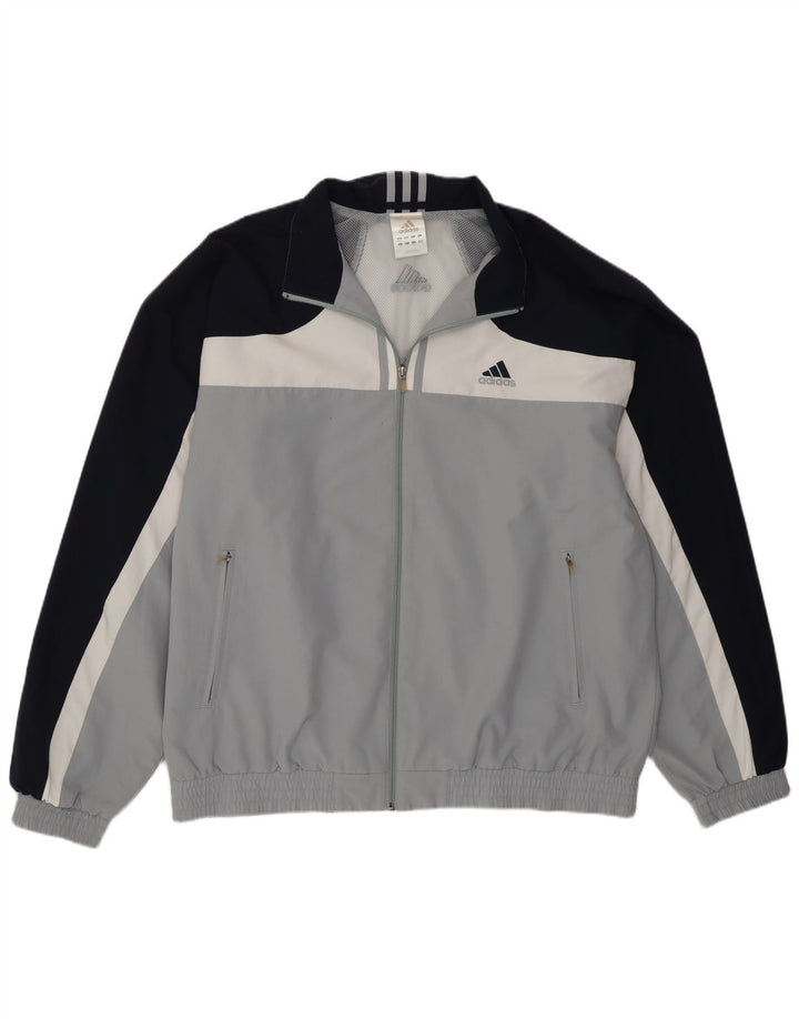 Мужская спортивная куртка Adidas UK 46/48 XL, серый полиэстер с цветными блоками
