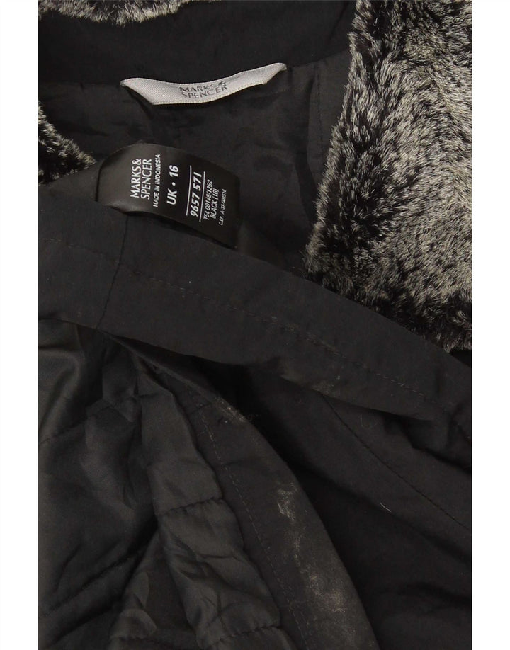 Женская стеганая куртка оверсайз Marks & Spencer UK 16, большая, черный акрил