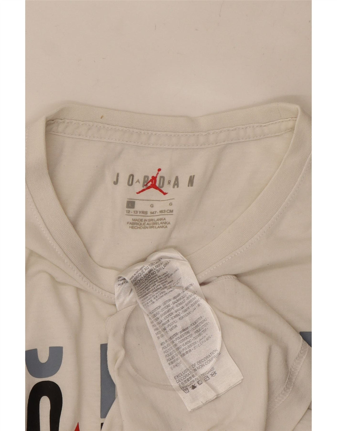 Футболка с рисунком JORDAN для мальчиков, топ 12–13 лет, большой размер, белый хлопок