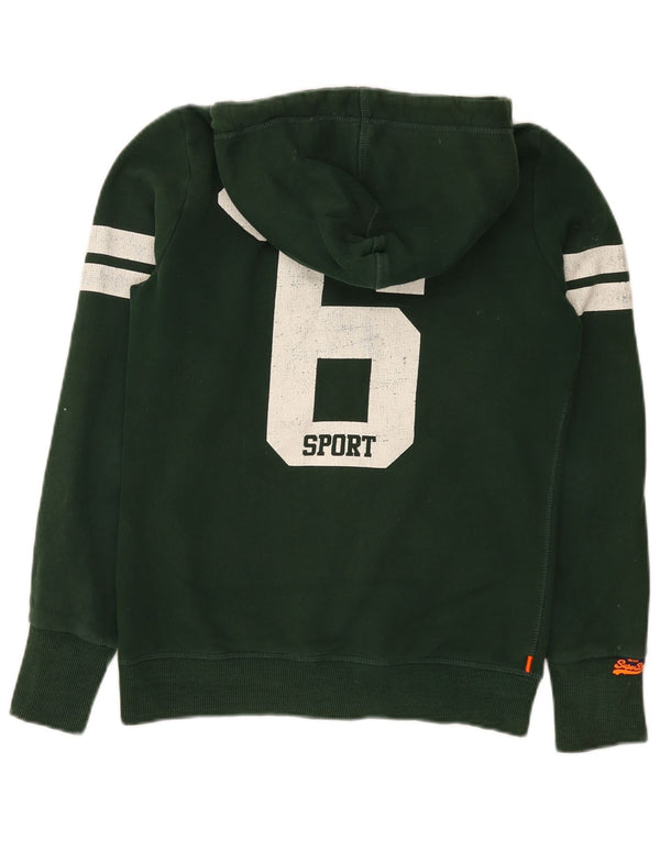 Женский свитер с капюшоном на молнии с графическим рисунком Superdry Osaka UK 14, хлопковый средний зеленый цвет