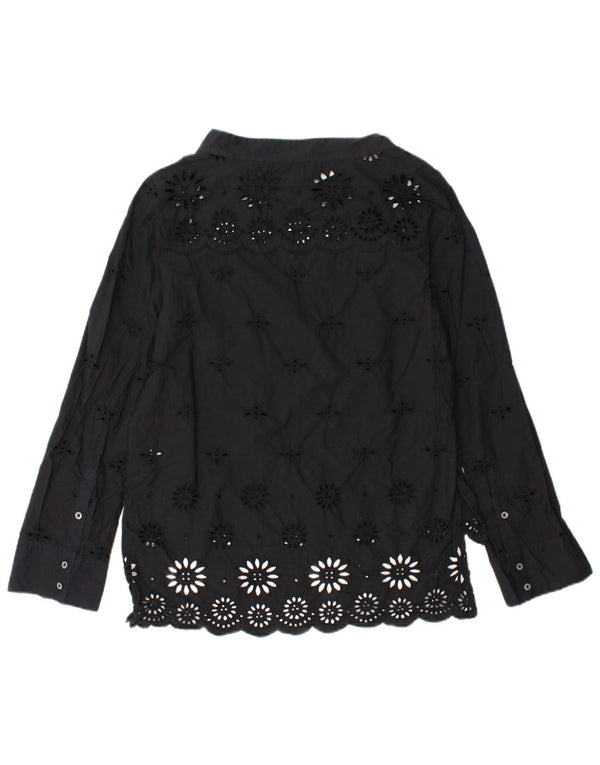 Женская блузка с длинным рукавом J. CREW, США 2 XS, черный хлопок с цветочным принтом