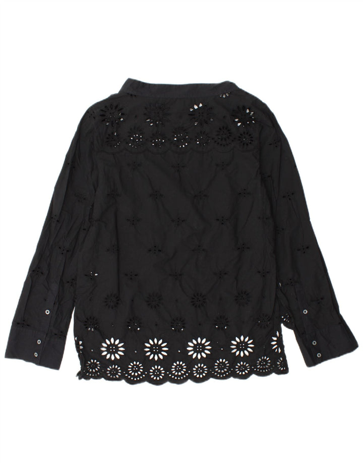 Женская блузка с длинным рукавом J. CREW, США 2 XS, черный хлопок с цветочным принтом