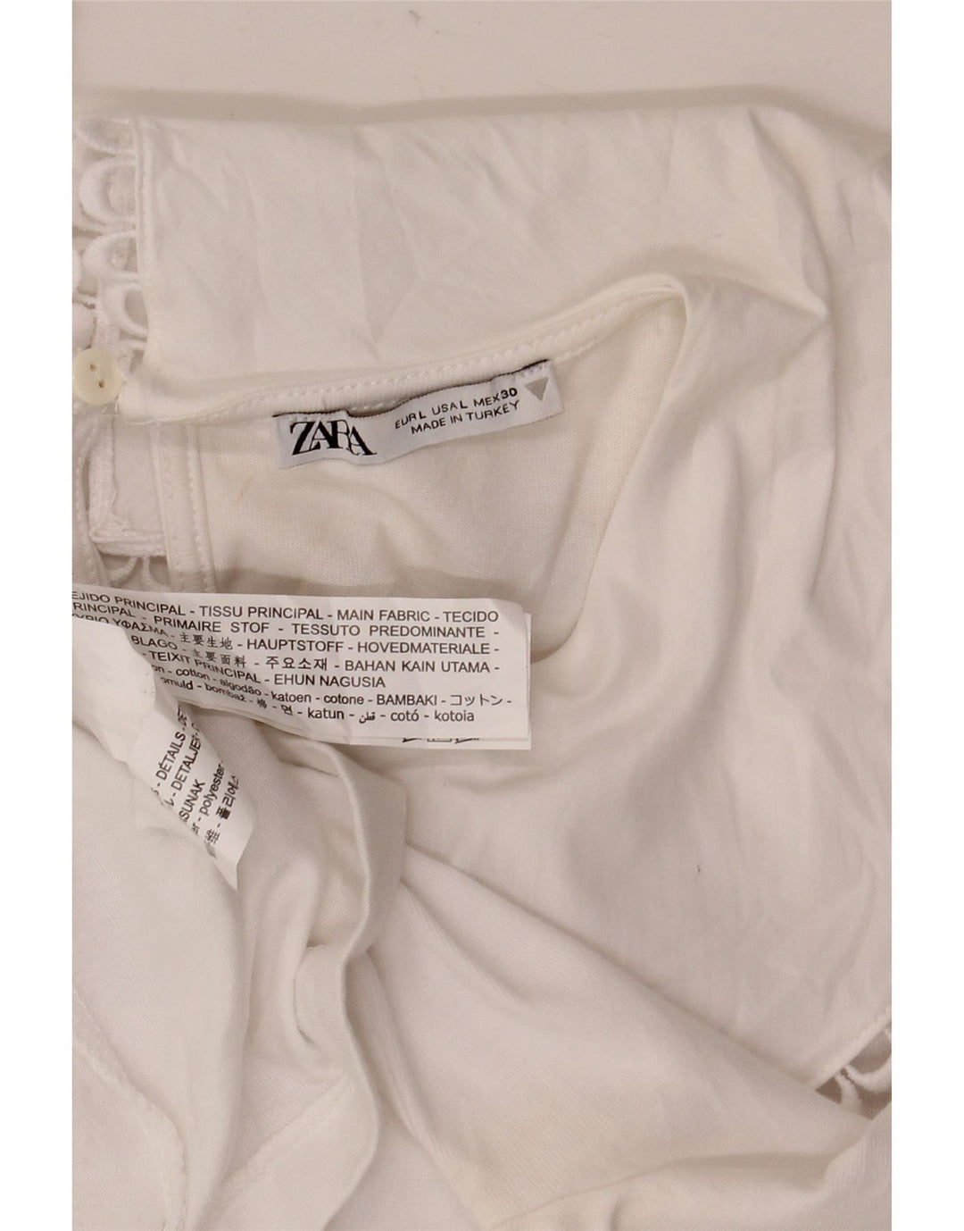 Женская блузка Zara Top UK 14, большой белый хлопок