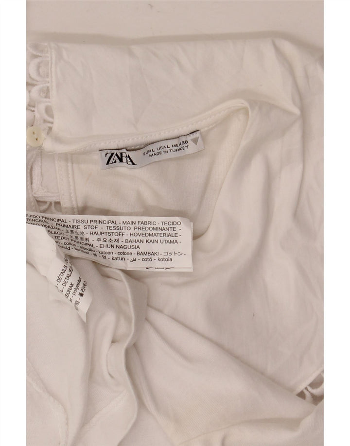 Женская блузка Zara Top UK 14, большой белый хлопок