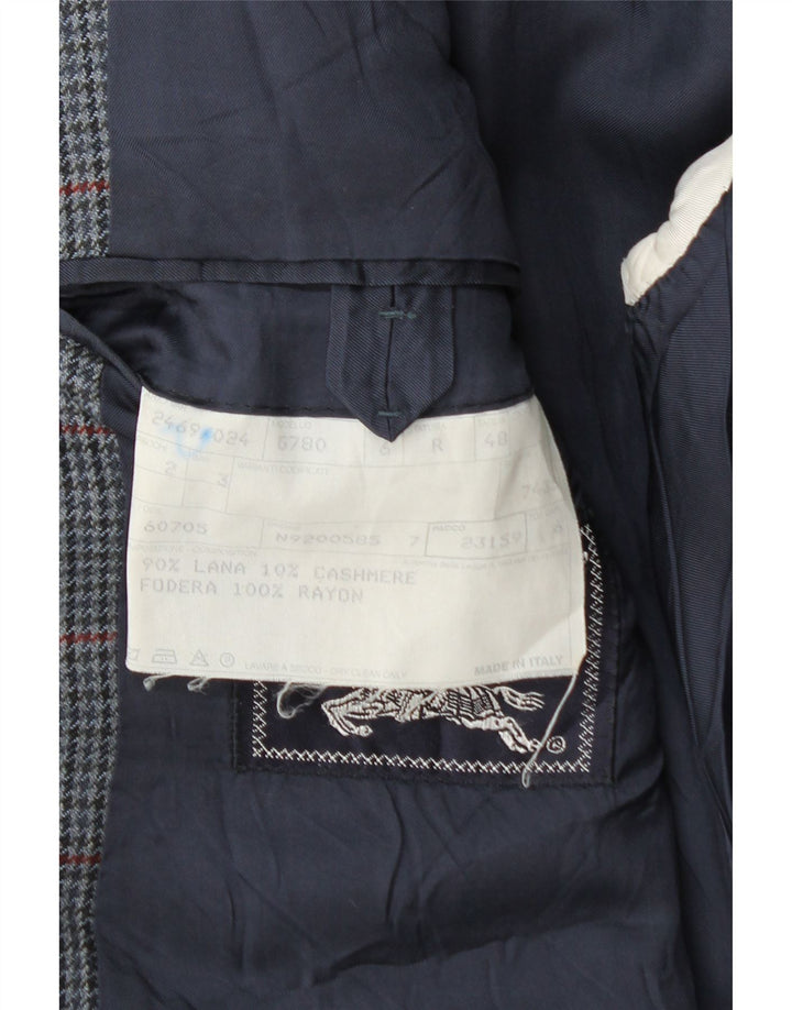 Мужской пиджак Burberrys IT 48 Medium Navy Blue, шерсть с узором «гусиные лапки»