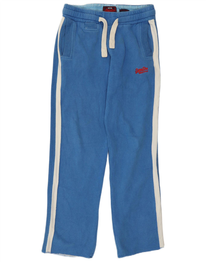Мужские спортивные брюки Superdry, хлопковые брюки среднего синего цвета с цветными блоками