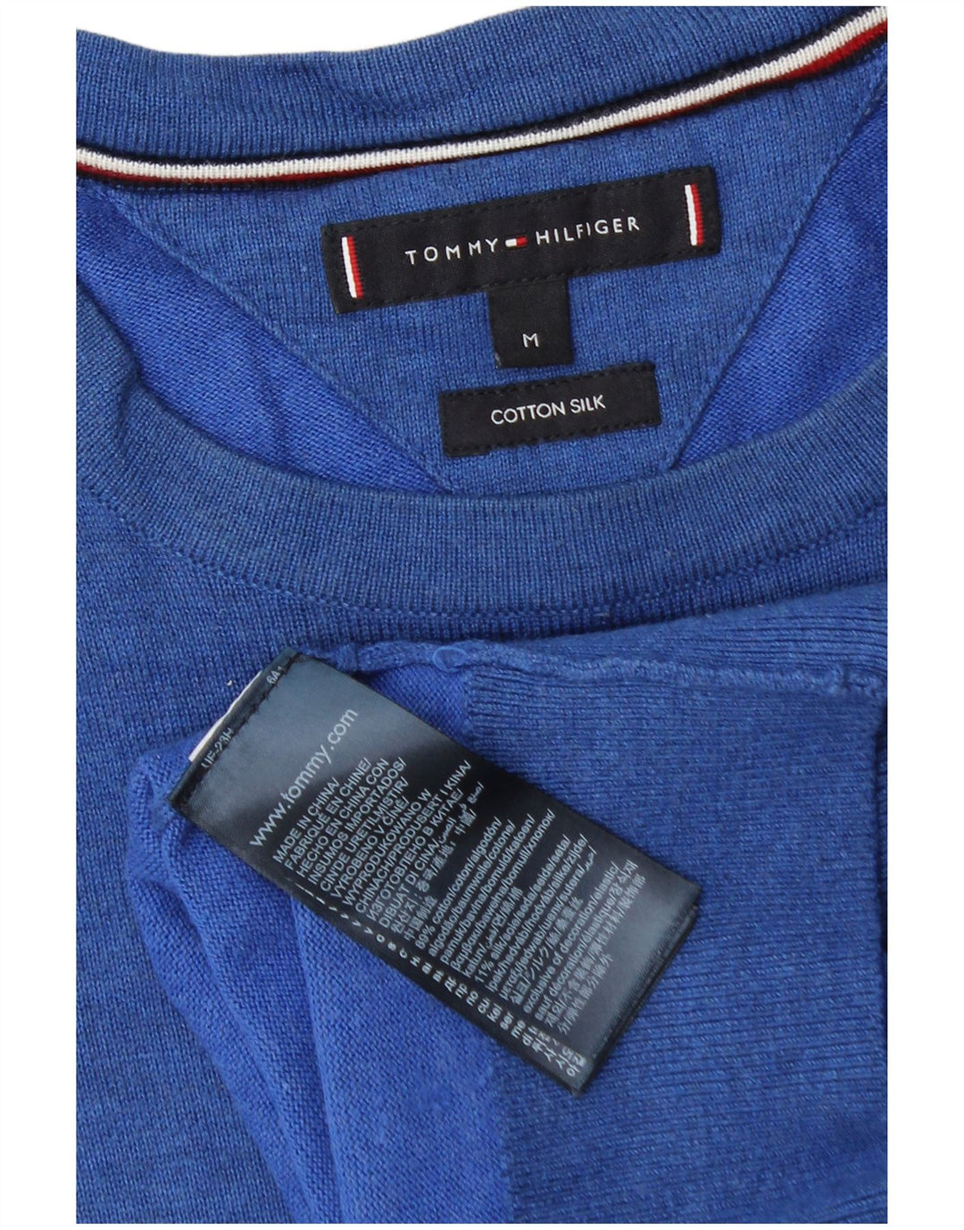 Мужской джемпер с круглым вырезом Tommy Hilfiger, хлопок среднего цвета, синий