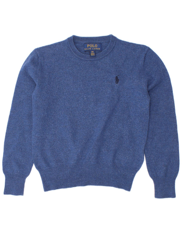 Джемпер с круглым вырезом для мальчиков Polo Ralph Lauren, маленький синий шерстяной свитер на 7–8 лет