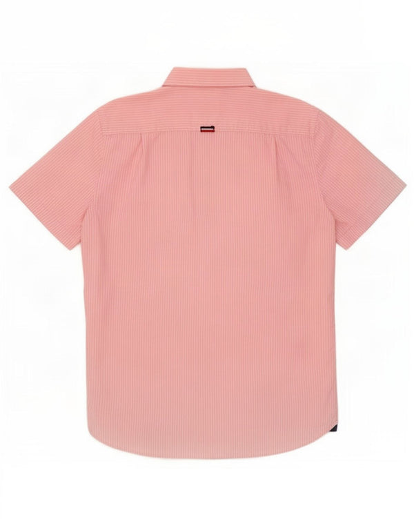 Мужская рубашка Superdry с коротким рукавом 2XL, розовая, хлопок в тонкую полоску