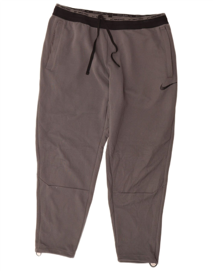 Мужские спортивные брюки Nike Dri Fit 2XL, серые, полиэстер с цветными блоками