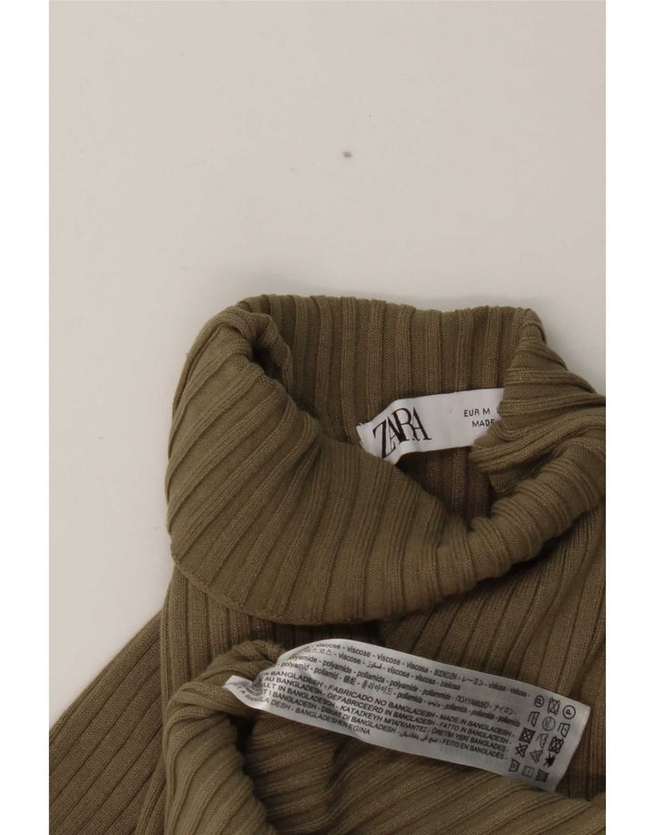 Женский топ Zara с длинным рукавом UK 12, средний цвет хаки, вискоза