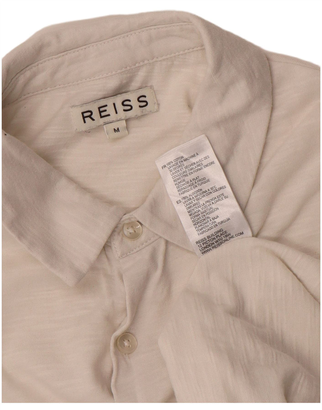 Reiss Мужская Рубашка Среднего Белого Хлопка