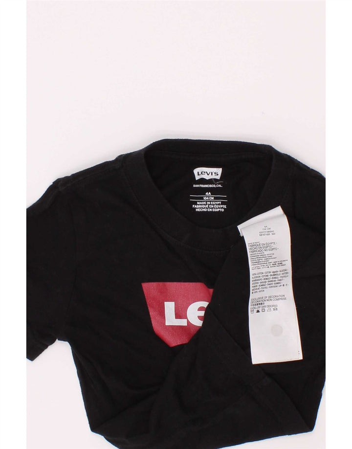 Футболка с рисунком Levi's для мальчиков, 3–4 года, черный хлопок