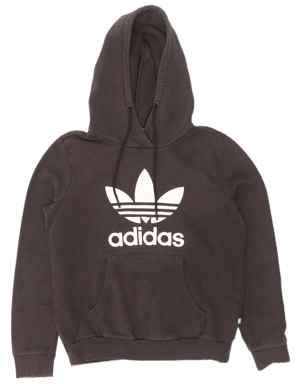 Женский джемпер с капюшоном Adidas UK 14, большой черный, хлопок