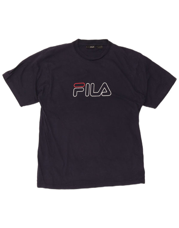 Мужская футболка с рисунком Fila, большая, темно-синяя