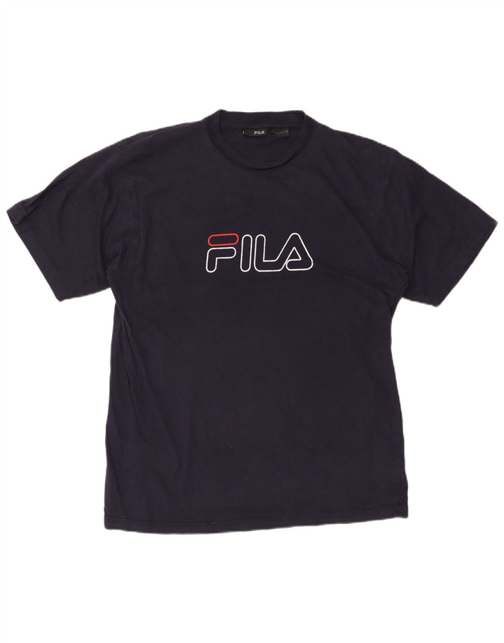 Мужская футболка с рисунком Fila, большая, темно-синяя
