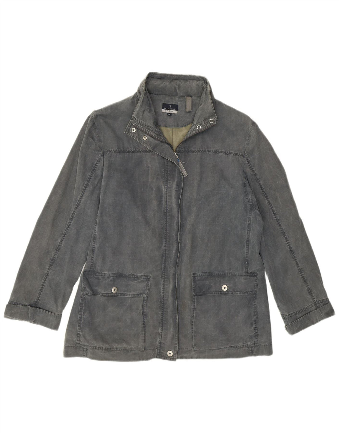 TRUSSARDI Женская куртка с капюшоном IT 44 Средний Серый Хлопок