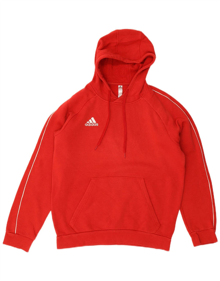 Мужской джемпер с капюшоном ADIDAS, хлопковый, среднего красного цвета