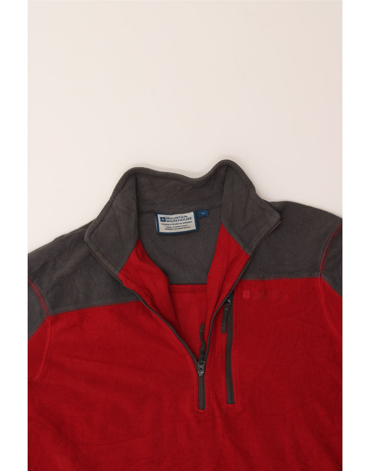 MOUNTAIN WAREHOUSE Mens Zip Neck Fleece Jumper Small Red Colourblock Vintage Mountain Warehouse and Second-Hand Mountain Warehouse from Messina Hembry 