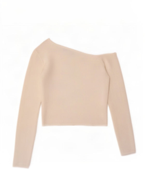 Женский укороченный топ с открытыми плечами с длинными рукавами Zara UK 14, большая белая вискоза