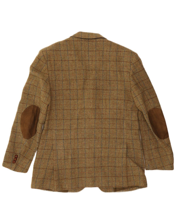 ВИНТАЖНЫЙ Мужской пиджак на 3 пуговицах IT 52 XL Хаки в клетку, шерсть