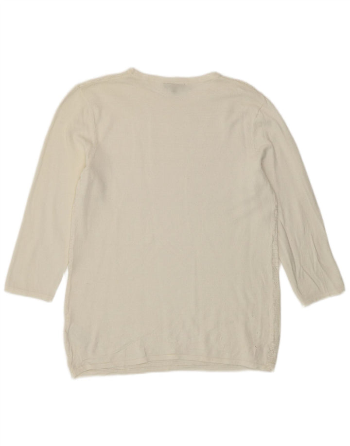 Женский джемпер с круглым вырезом Warehouse UK 12, средний цвет из вискозы белого цвета