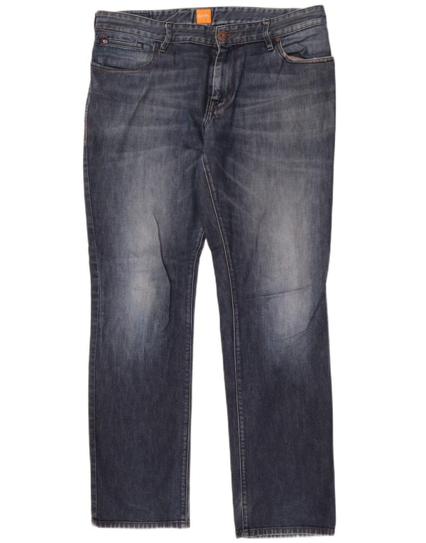 Мужские прямые джинсы Hugo Boss W36 L34 синие, хлопок
