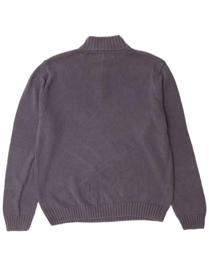 CHAPS Mens Zip Neck Jumper Sweater Large Grey Cotton
