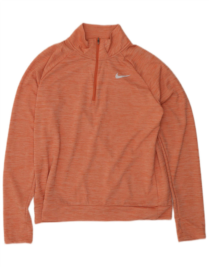 Женский спортивный костюм-пуловер с воротником на молнии Nike Dri Fit UK 14, средний оранжевый