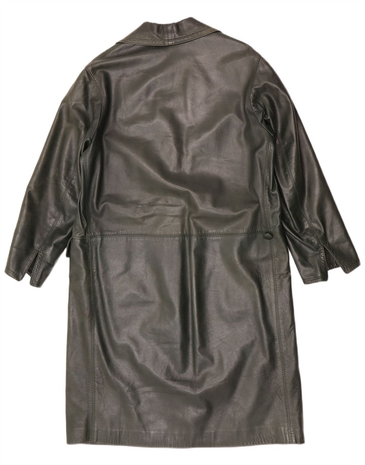 Винтажное женское кожаное пальто UK 14, средний зеленый цвет