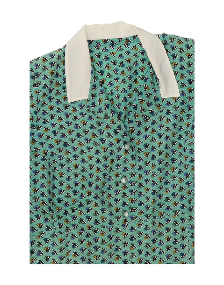 VINTAGE Womens Abstract Pattern A-Line Dress UK 14 Large Turquoise Vintage Vintage and Second-Hand Vintage from Messina Hembry 