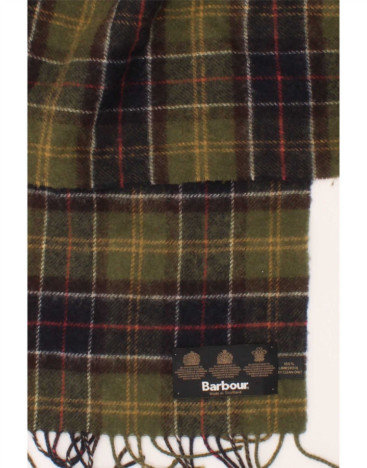 Мужской прямоугольный шарф Barbour в зеленую клетку одного размера
