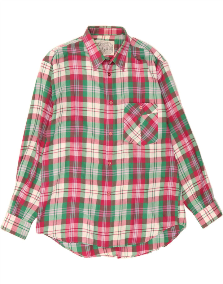 VINTAGE Mens Flannel Shirt Large Red Check Polyester Vintage Vintage and Second-Hand Vintage from Messina Hembry 