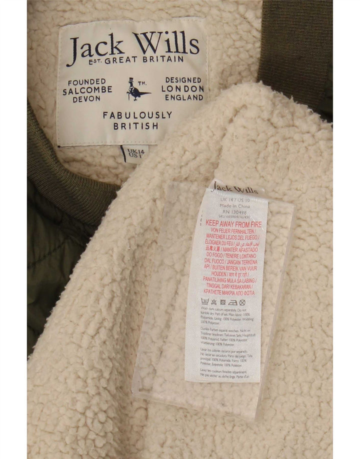 Женская стеганая куртка Jack Wills из шерпа UK 14, большой зеленый полиамид