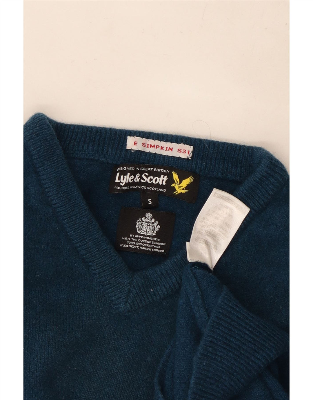 Женский джемпер с v-образным вырезом Lyle & Scott, Великобритания, 10, маленький синий