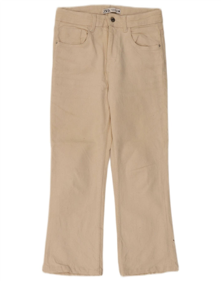 Женские прямые джинсы ZARA с высокой талией EU 36 XS W26 L24, бежевый хлопок