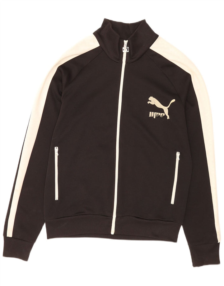 Мужской спортивный костюм Puma с графическим рисунком, большая черная полиэстеровая куртка с цветными блоками