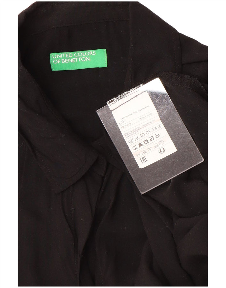 Женская блузка-рубашка оверсайз Benetton UK 16, большая черная вискоза