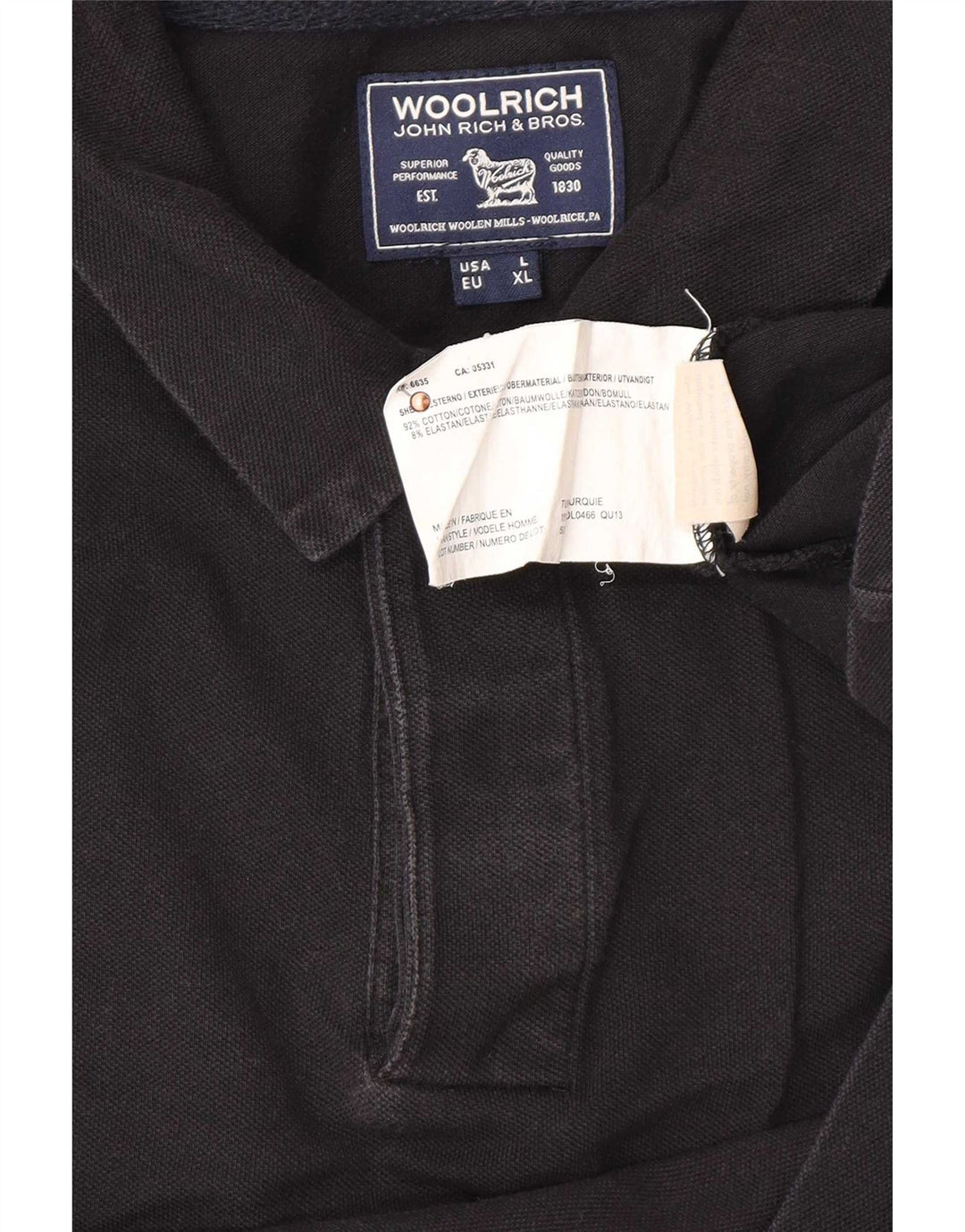 Мужская рубашка-поло Woolrich, большая черная хлопковая ткань
