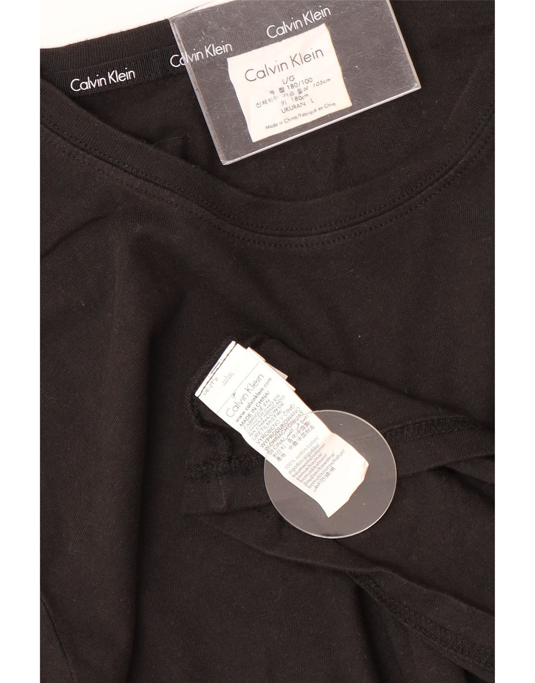 CALVIN KLEIN Мужской топ с длинным рукавом, большой черный хлопок