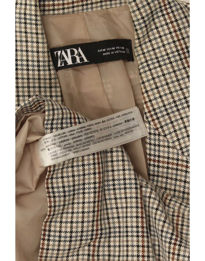 Мужской двубортный пиджак Zara UK 38, средний серый полиэстер в клетку