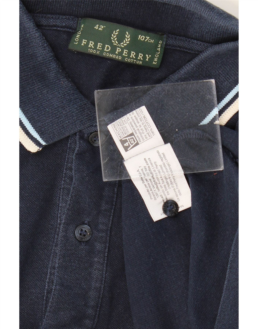 Мужская рубашка поло FRED PERRY среднего размера, темно-синяя, хлопковая