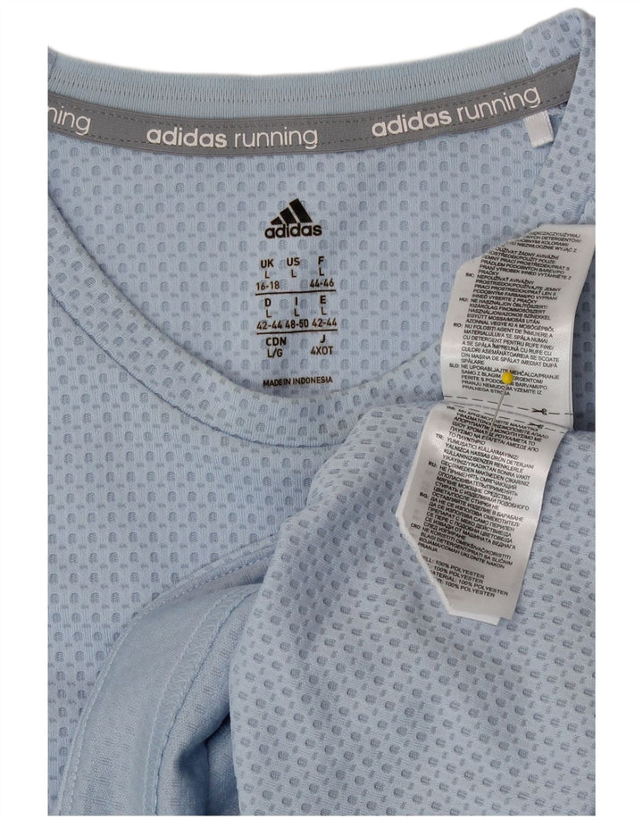 Женский топ Adidas с длинным рукавом UK 16/18, большой синий полиэстер