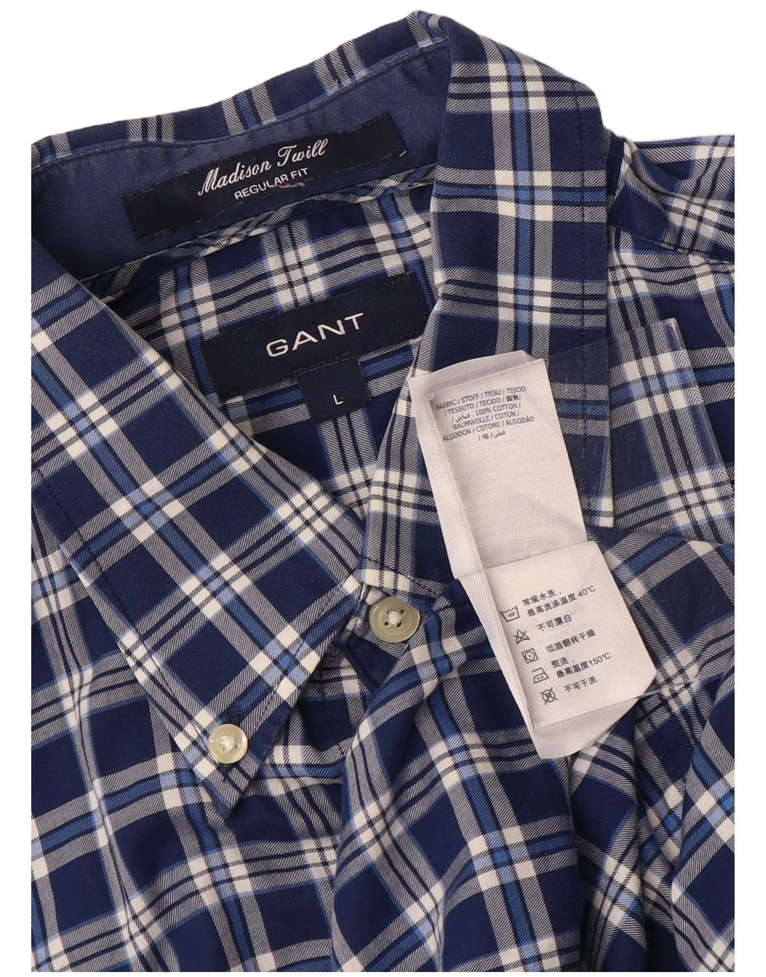Мужская рубашка Gant Madison Regular Fit, большая темно-синяя клетка, хлопковая рубашка