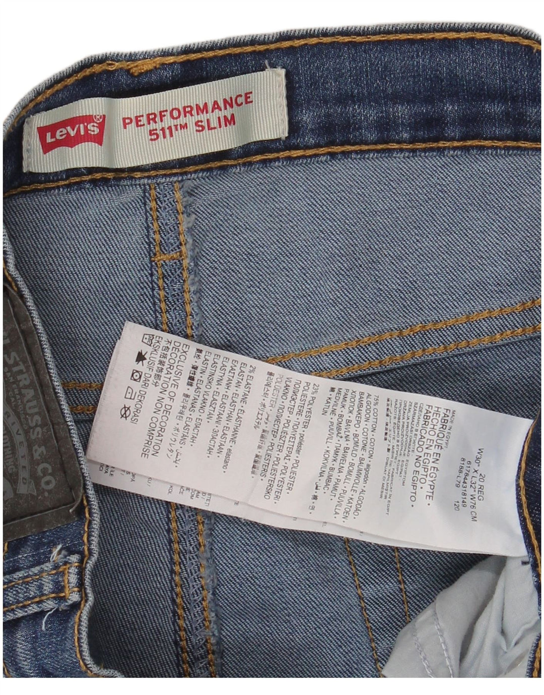 LEVI'S Boys 511 Slim Jeans 15-16 Years W30 L32 Blue Cotton